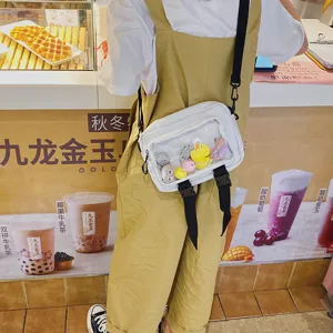 Clear crossbody bag with transparent window, cute ita shoulder bag for women and girls daily use.