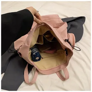 Large capacity pink tote bag with inner compartments and multi-pockets for daily use.