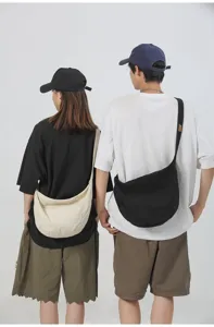 Bolso cruzado informal de lona para hombre y mujer, bolso de hombro grande y moderno.
