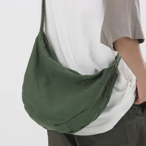 Bolso bandolera de lona de color sólido versátil para uso diario, bolso cruzado grande y flexible