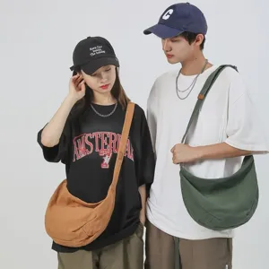 Bolso cruzado de lona de color sólido versátil para hombres y mujeres, gran bolso informal.
