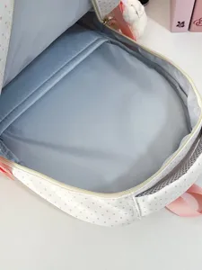 Zaino Ita gatto carino per studenti, grande borsa scolastica a pois rosa con fodera interna.
