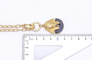 Collana con ciondolo faraone egiziano catena grossa dorata stile vintage con righello.