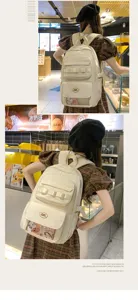 Zaino trasparente casual con tasche multiple per studenti, elegante borsa scolastica capiente.