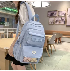 Zaino casual di grande capacità in stile ins con finestra trasparente per studenti quotidiani.