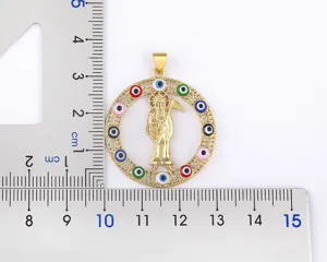 18K Gold Plated Evil Eye Grim Reaper Pendant Zircon Gothic Retro Necklace Jewelry