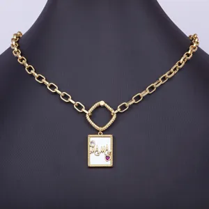 Collana con catena spessa punk placcata in oro con ciondolo lettera MAMA gioiello alla moda.