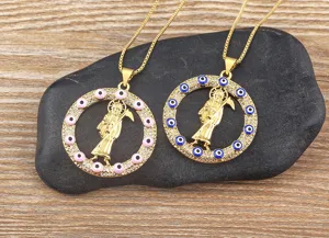 Gold Plated Grim Reaper Evil Eye Necklace Zircon Pendant Vintage Fashion Jewelry For Women Men