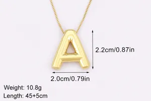 Gold plated puff letter A pendant necklace with delicate chain, stylish minimalist jewelry piece.