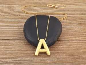 Gold-plated bubble letter A pendant necklace, minimalist fashion clavicle chain for women daily wear.