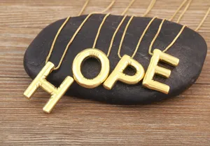 Gold plated bubble letter HOPE necklace pendant fashion custom jewelry for women daily wear