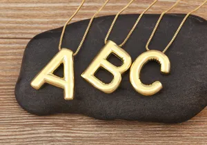 Gold plated 3D bubble letter initial pendant necklace for women chic fashion jewelry