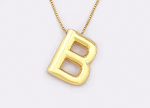 18k gold plated copper balloon letter B pendant necklace, stylish minimalist jewelry for women.
