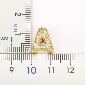 Gold letter A pendant micro-paved cubic zirconia charm for necklace jewelry making 1pc