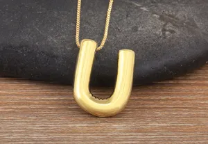 Gold Plated Bubble Letter U Pendant Necklace Ins Style Niche Design Fashion Jewelry