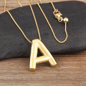 18K Real Gold Plated Bubble Letter A Pendant Necklace for Women Chic Minimalist Fashion Jewelry