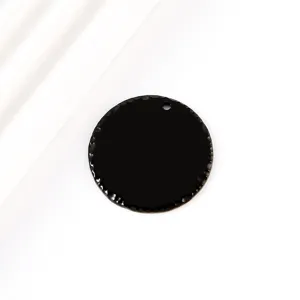 Pendentif rond noir en acier inoxydable, bord martelé pour gravure laser et bricolage.