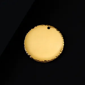 Pendentif rond vide en acier inoxydable breloque en métal doré gravure laser accessoire détail