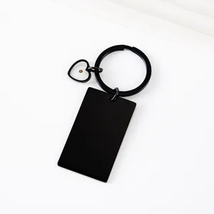 Maύρο ανοξείδωτο ατσάλινο κλειδί μπρελόκ με καρδιά σπόρο σιναπιού κρεμαστό κόσμημα.