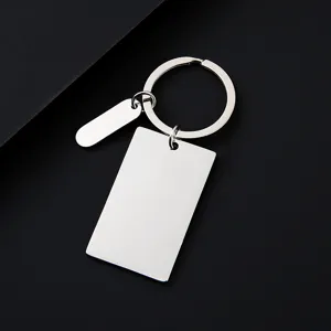 Blank stainless steel rectangular metal keychain for laser engraving DIY customized gifts