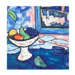 Sciarpa in seta con stampa di natura morta a olio artistica, elegante foulard da donna.