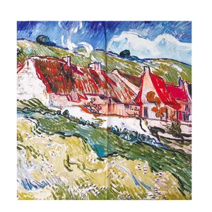 Elegante foulard in seta con stampa dipinto ad olio di Van Gogh, accessorio artistico.