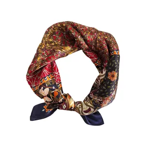 Luxurioser Maulbeerseide Schal fur Damen, eleganter Vintage Blumenprint Halstuch.