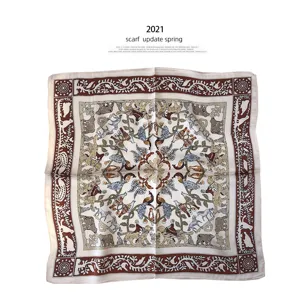 Carré de soie de luxe pour femmes, design imprimé de chariot rétro élégant foulard de mode.