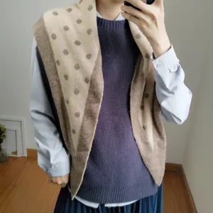Bufanda Chal Triángulo De Punto De Lunares Estilo Coreano Dulce Para Mujeres Invierno Cálido Bordado Estampado Bufanda Asimétrica Chic Capa Wrap
