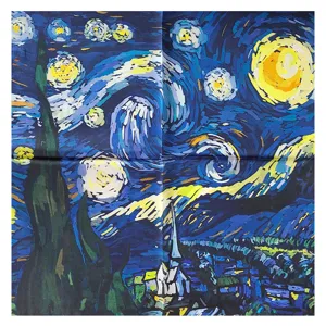 Sciarpa in seta classica Van Gogh Notte stellata stampa artistica moda elegante foulard morbido
