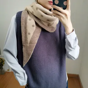 Bufanda de punto con rombos de lunares elegante de invierno para mujer accesorio acogedor