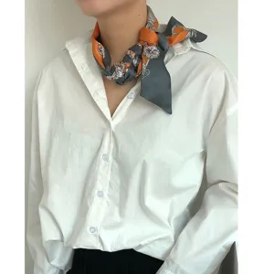Foulard en soie pour femme long ruban floral écharpe élégante pour le quotidien