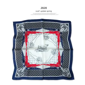 Luxury silk scarf for women square nautical print fashion neckerchief spring accessory