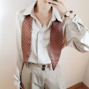 Écharpe en soie étroite à pois chic, foulard twilly long et polyvalent pour chemise cost.