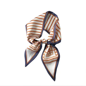 Foulard di seta sottile da donna, piccola sciarpa elegante a righe, accessorio chic