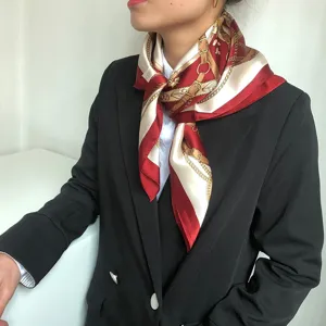 Lusso 70cm quadrato foulard in seta di gelso per donna, elegante stampa catena.