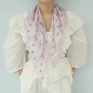Donna estate floreale seta quadrato sciarpa 70cm traspirante morbido foulard elegante.