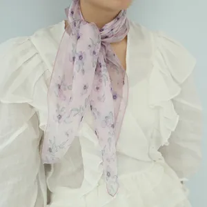 Donna foulard quadrato seta chiffon stampa floreale 70cm traspirante estate moda