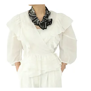 Donna 70cm foulard quadrato in seta chiffon traspirante estate stampa sciarpa moda