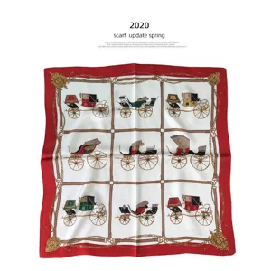 Luxury Silk Scarf Women Classic Carriage Print Square Scarf Elegant Mulberry Silk Headband
