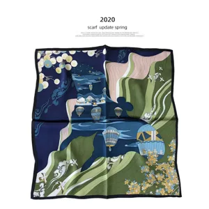 Seidentuch Damen Maulbeerseide quadratisch Halstuch Mode Designer kunstvoller Landschaftsdruck