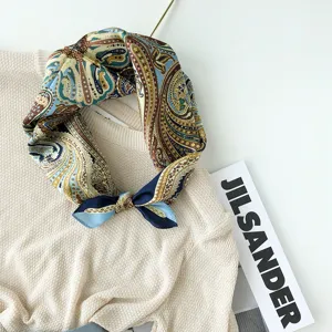 Klassieke Paisley Zijden Sjaal voor Dames en Heren Lichtgewicht Nek Doek Elegant Blauw Bruin