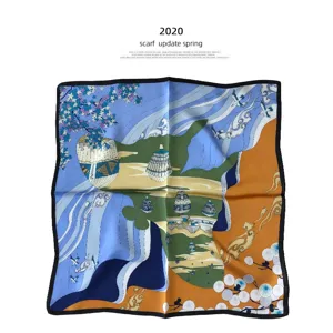 Seidentuch für Damen, luxuriöser quadratischer Seidenschal mit Kunstprint, elegante Accessoires.