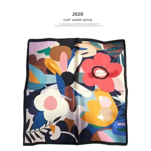 Cartoon Bedruckter Seide Quadratischer Schal Für Damen Kinder Modische Halstuch Vintage Stil Künstlerische Illustration Kopftuch Haar Bandana