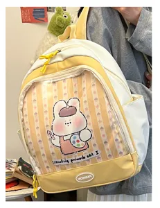 Zaino ita giallo bianco carino con finestra in PVC trasparente design con coniglio carino borsa