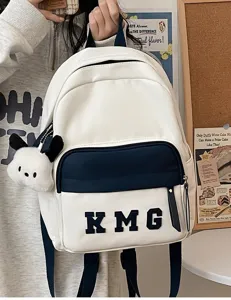 Mochila escolar infantil blanco azul bonito bolso ligero de viaje para niñas y niños