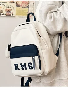 Mochila escolar niños bonita blanco azul mochila ligera viaje bolsa libros infantil