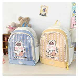 Zaino trasparente in PVC stile kawaii giapponese per spille e badge, borsa scolastica carina.