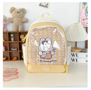 Zaino ita trasparente in PVC stile ins giapponese carino borsa scolastica con motivo di coniglio