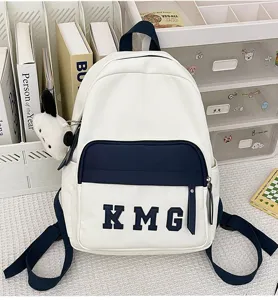 Mochila escolar infantil bonita mochila casual con bolsillo delantero y colgante de peluche